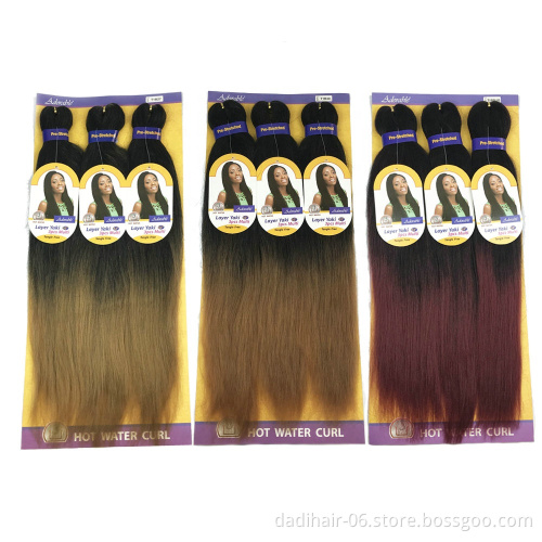 pre-streched braiding Flame Retardant fiber,hot water set braids,curl,locs,yaki wave synthetic hair weave EZ braids two tone